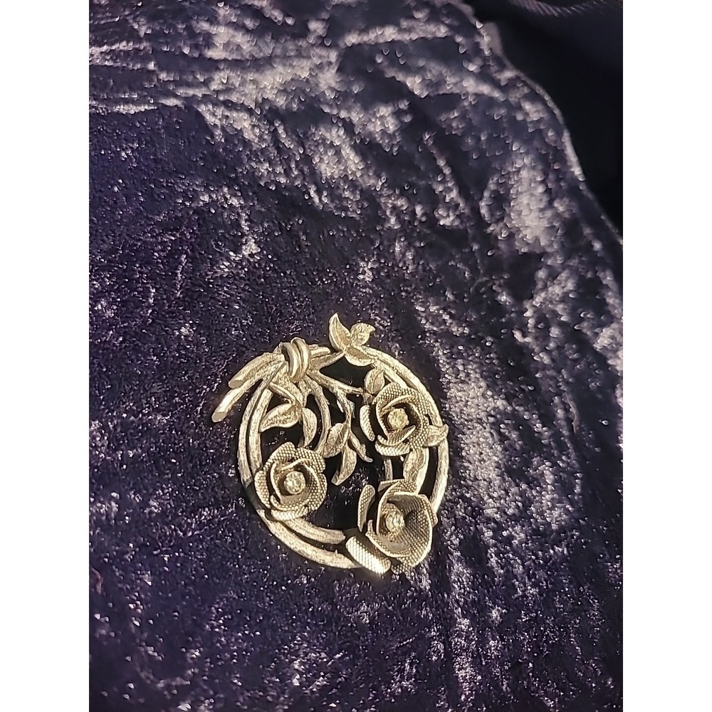 Vintage Womens Brooch Pin Gun Metal Floral Jewelry Costume